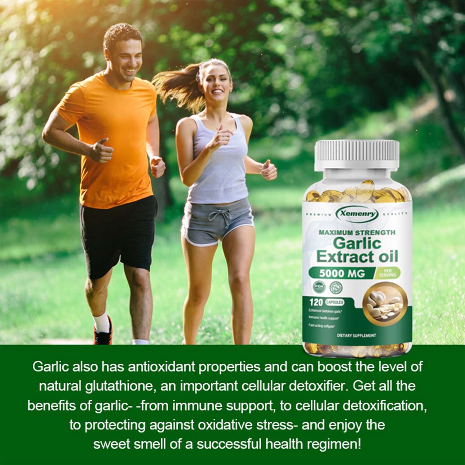 Garlic Extract Oil Capsules 5000mg – Heart Health, Lower Cholesterol Levels