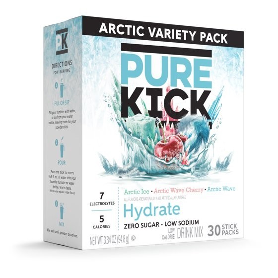 Pure Kick Arctic Variety pack Singles to Go Powdered Drink Mix 30 Count Packets