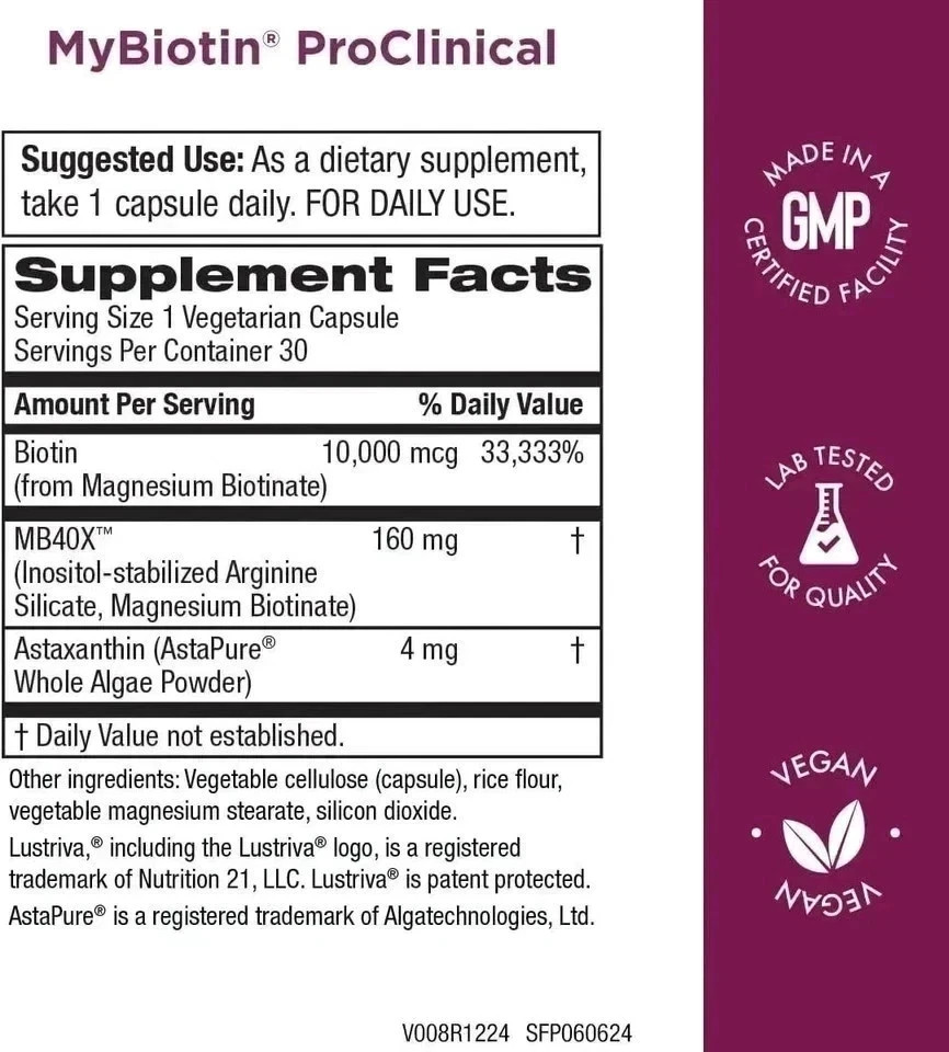 Purity Products My Biotin ProClinical MyBiotin Thicker Hair 30 Capsule