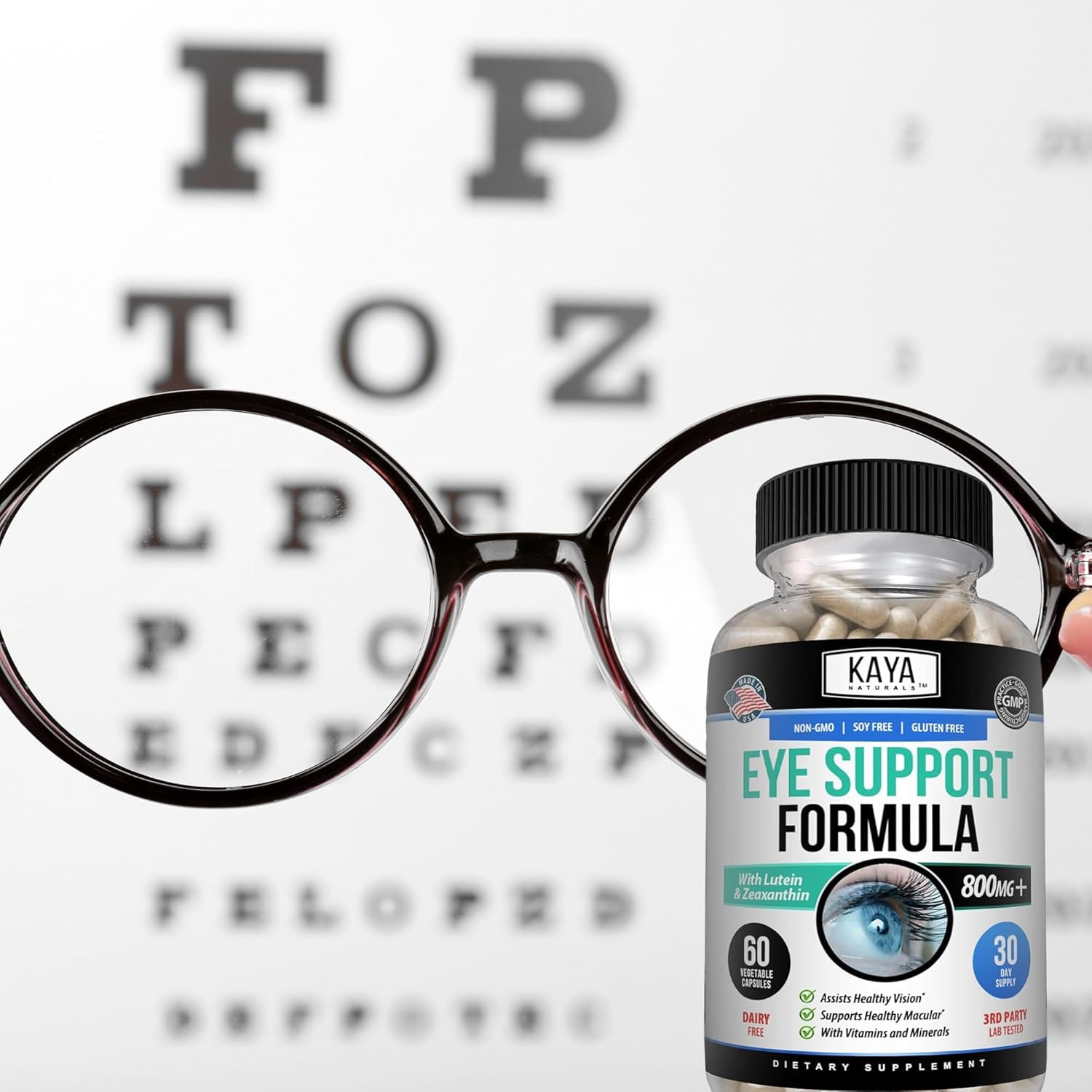 Kaya Naturals Eye Health Supplement – Lutein & Zeaxanthin – Supports Eye Strain,