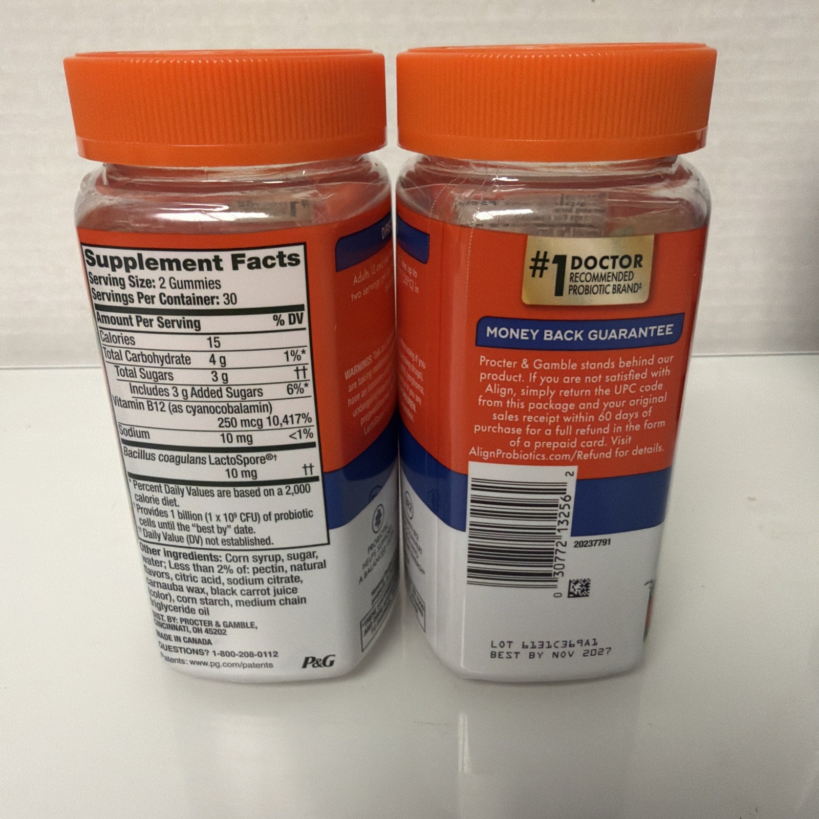 2-Pk Align Probiotic Bloating Relief + Food Digestion 60 Gummies EXP 11/27