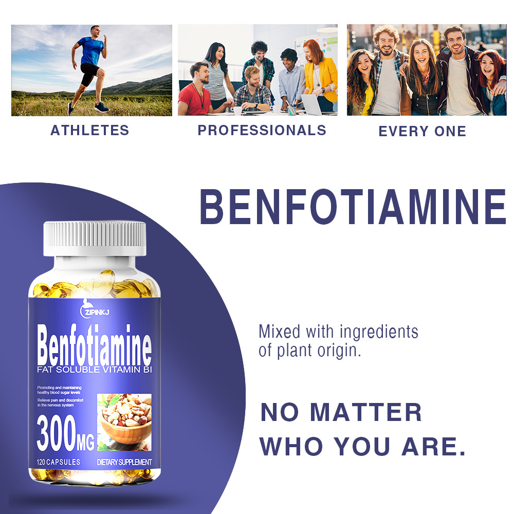 120pcs Benfotiamine Capsules 300mg – L-lecucine – Fat & Water Soluble Vitamin B1
