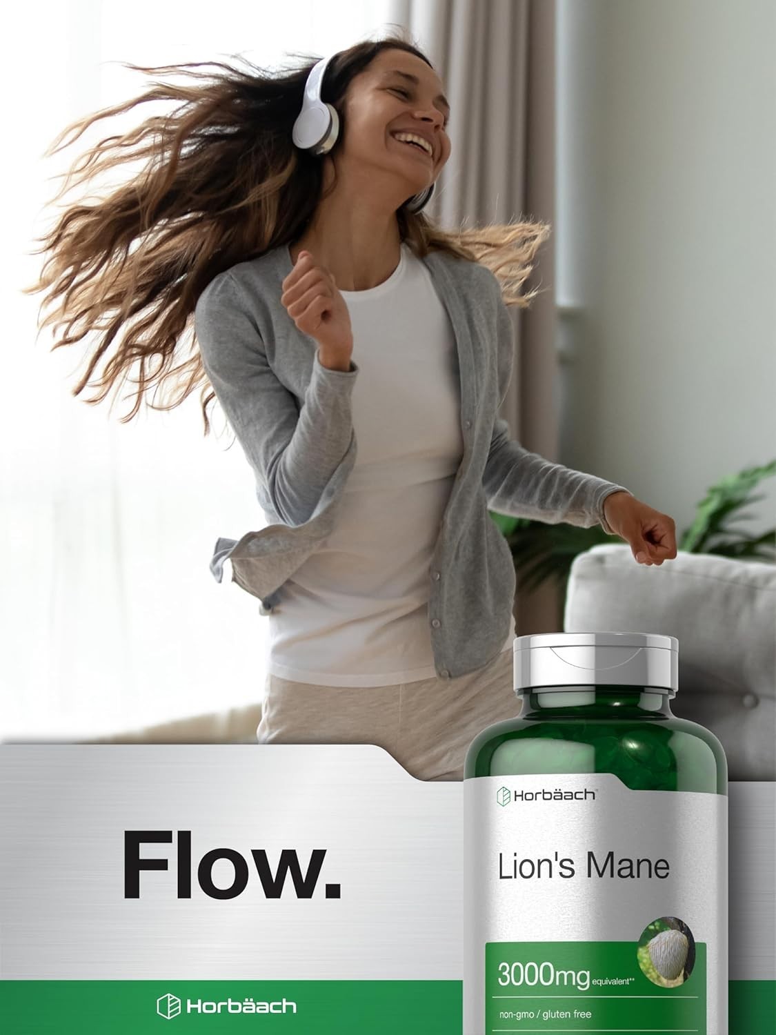 Lions Mane Mushroom 3000mg | 80 Softgels | Non-GMO & Gluten Free | by Horbaach