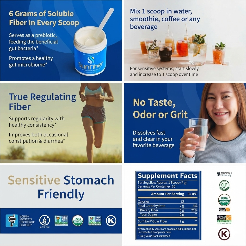 Tomorrow’s Nutrition Sunfiber Prebiotic Fiber Supplement 30 Servings Unflavored