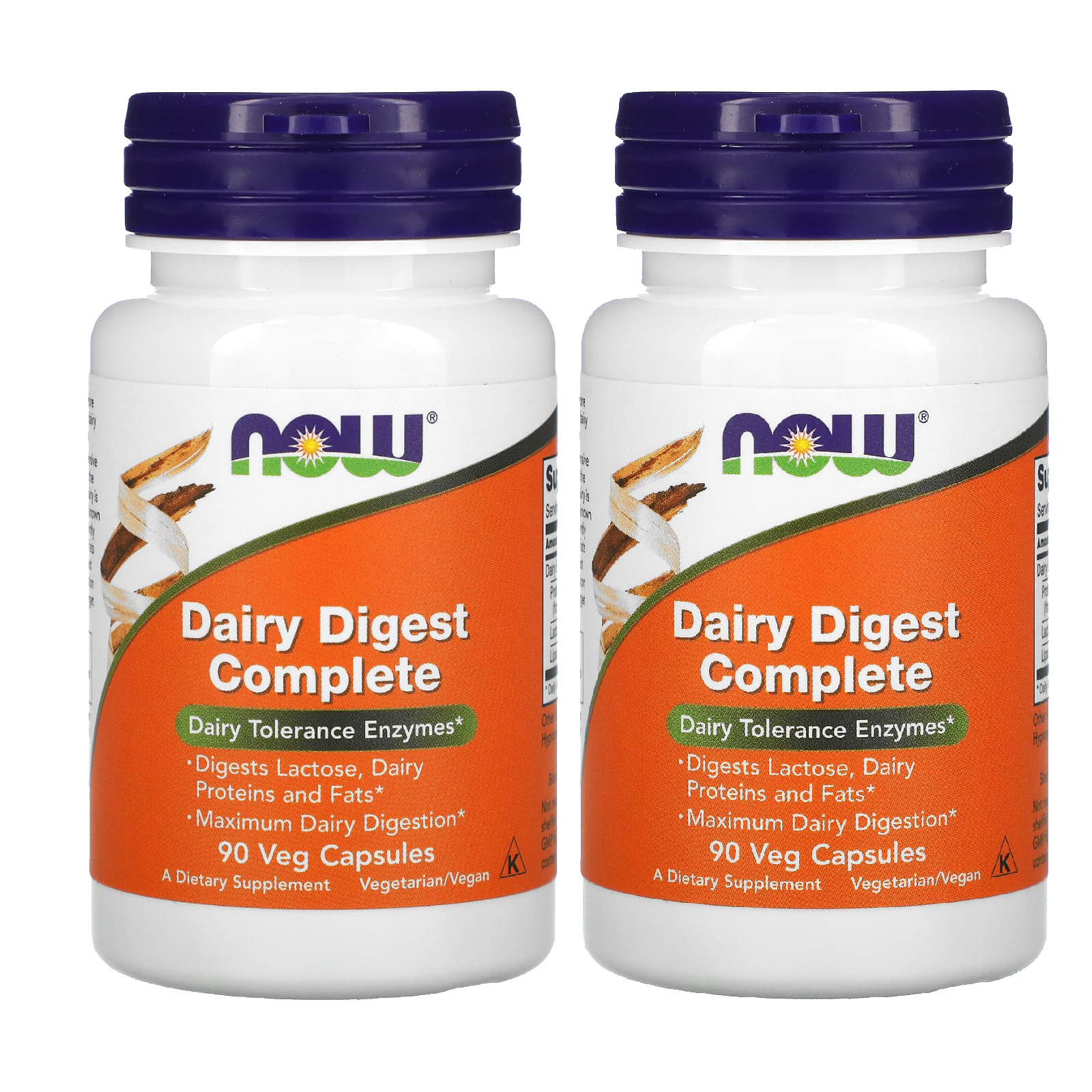 NOW FOODS (2 PACKS) Dairy Digest Complete 90 Veg Capsules