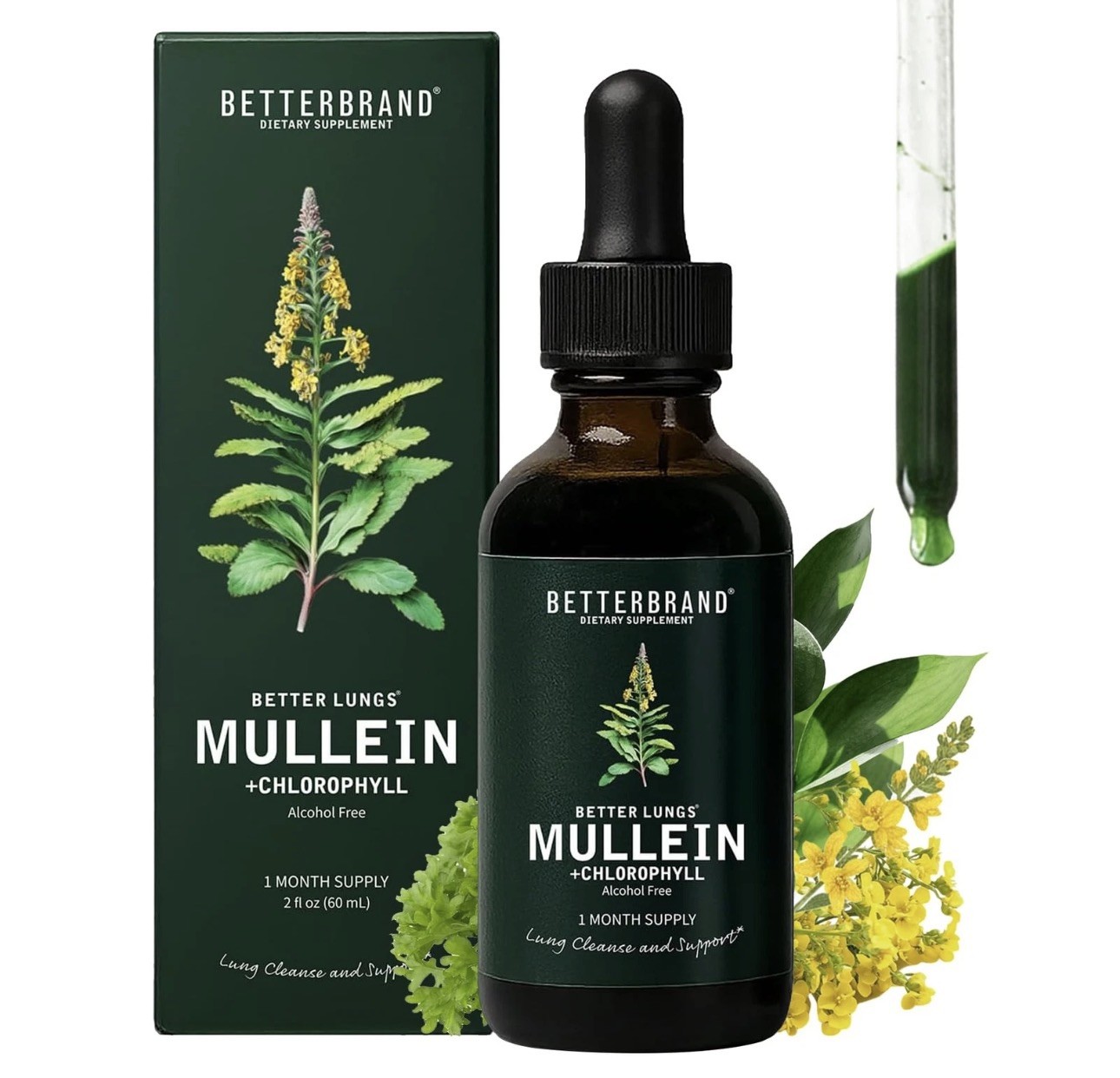 Betterbrand Mullein Drops for Lung Detox – Leaf 2 Fl Oz (Pack of 1)