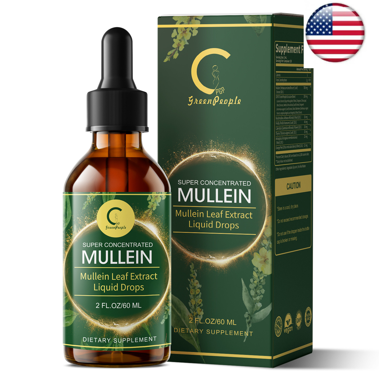 Mullein Leaf Extract Extra Strength Respiratory Health Immune Support 2oz