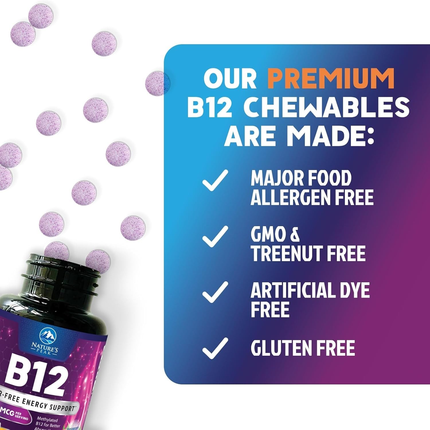 Vitamin B12 1000 mcg (Methylcobalamin) Super B 12 Complex Dietary Supplement
