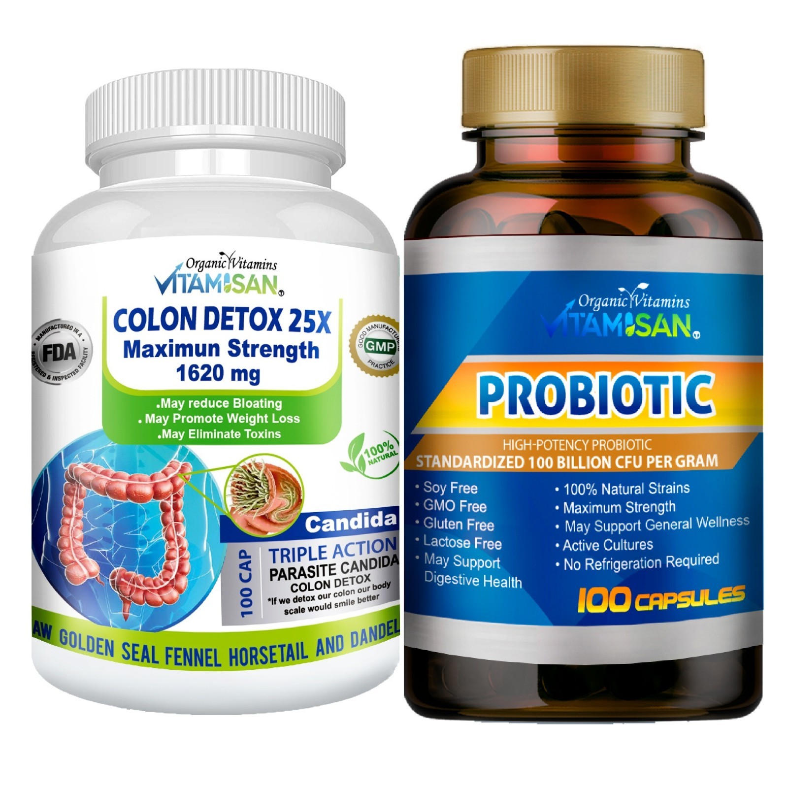 Colon Cleanse Program with Probiotics, Easy & Gentle, Complete Gut Detox support