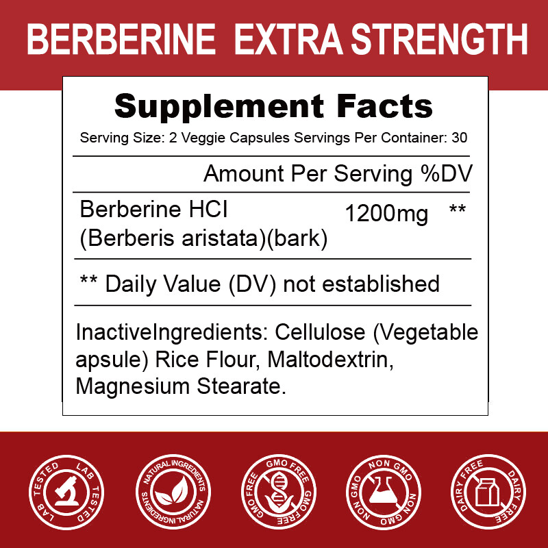 Berberine Capsules 1200mg High Potency Anti-inflammatory Blood Sugar Balance