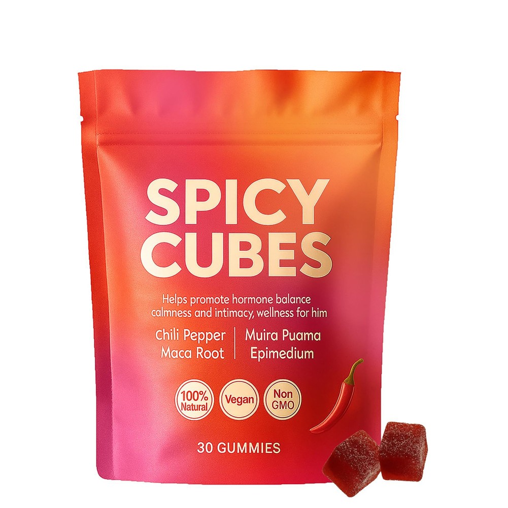 1~5 Bag Spicy Support Hot Peach Gummies Cubes for Calm and Relaxation 30 Gummies