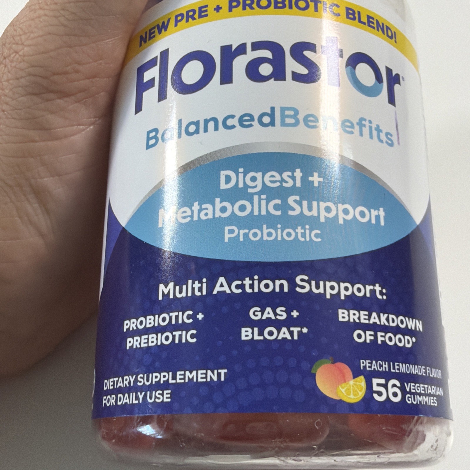 Florastor Prebiotic & Probiotic Digestive & Metabolic Support 56ct 08/2027 Peach