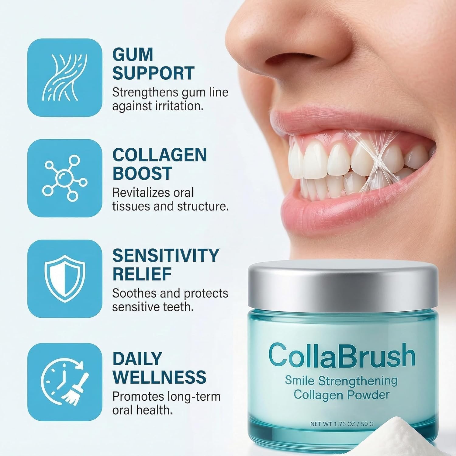 Collagum Collagen Tooth Powder Hydroxyapatite Gum Care Strengthen – 2PCS (50g)