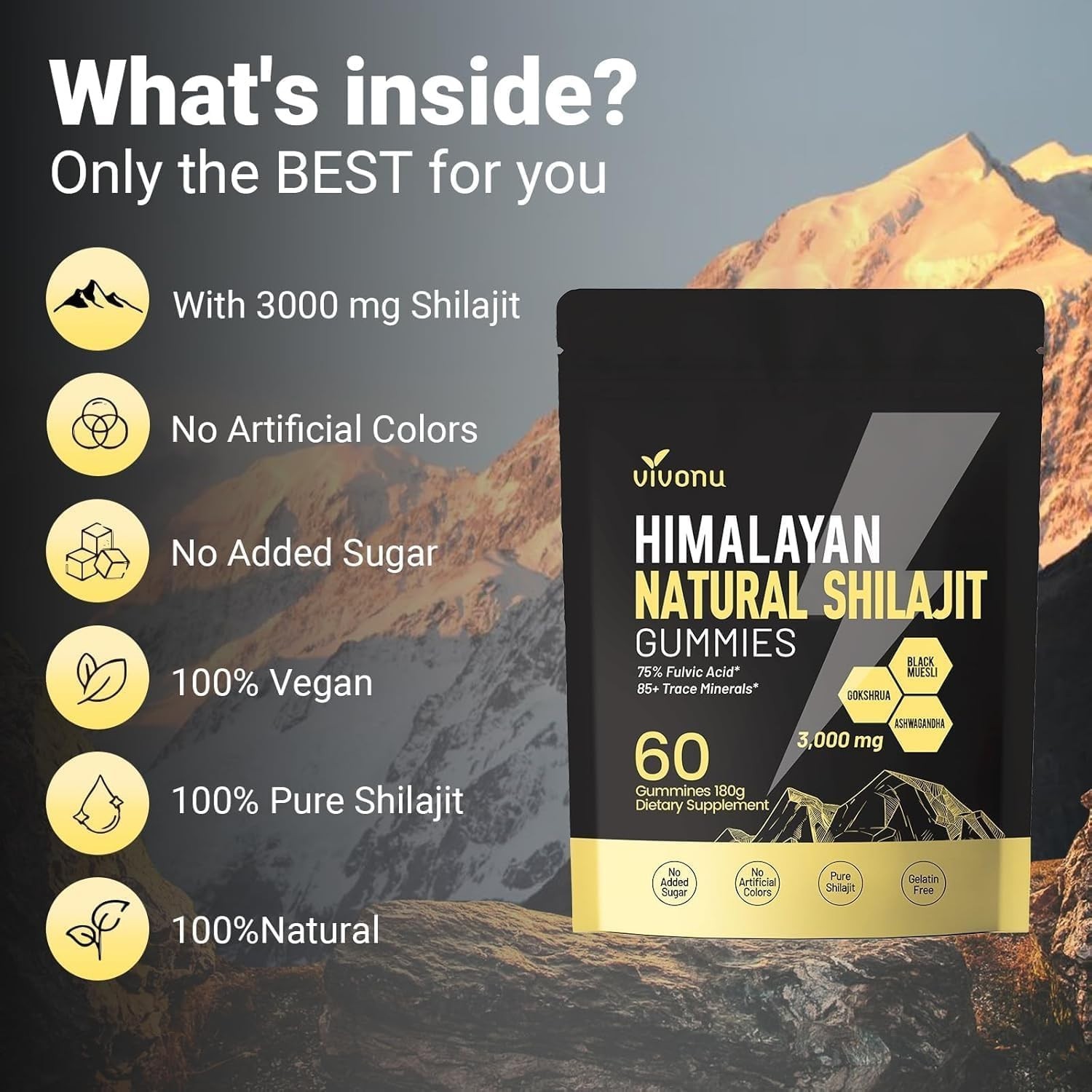 UltimaPeak Pure Himalayan Shilajit Gummies with 30 Count (Pack of 1)