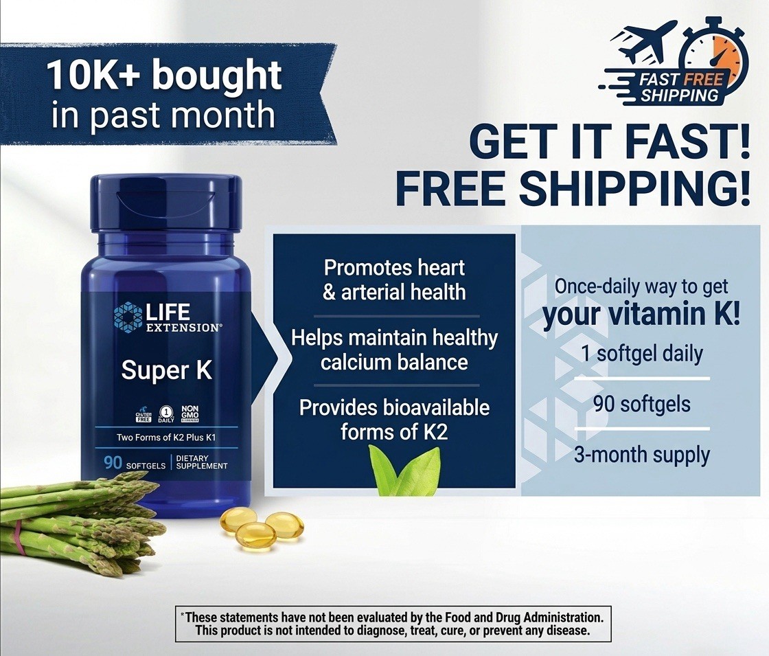 Life Extension Super K, Advanced K2 Complex (MK-7) K1, Heart & Bone Health