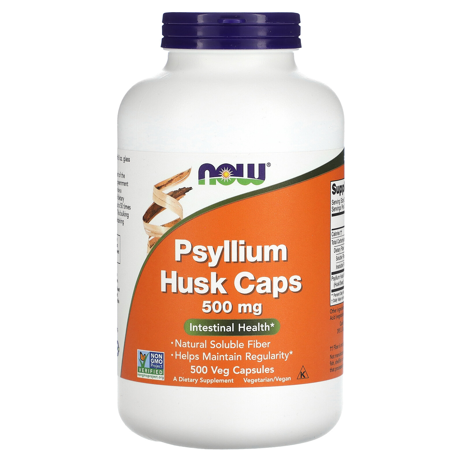 Now Foods Psyllium Husk Caps 500 mg 500 Veg Capsules GMP Quality Assured, Vegan,