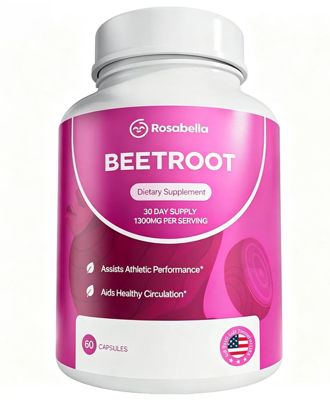 60ct Rosabella 1300mg Organic Beetroot Capsules Heart & Circulation Support USPS