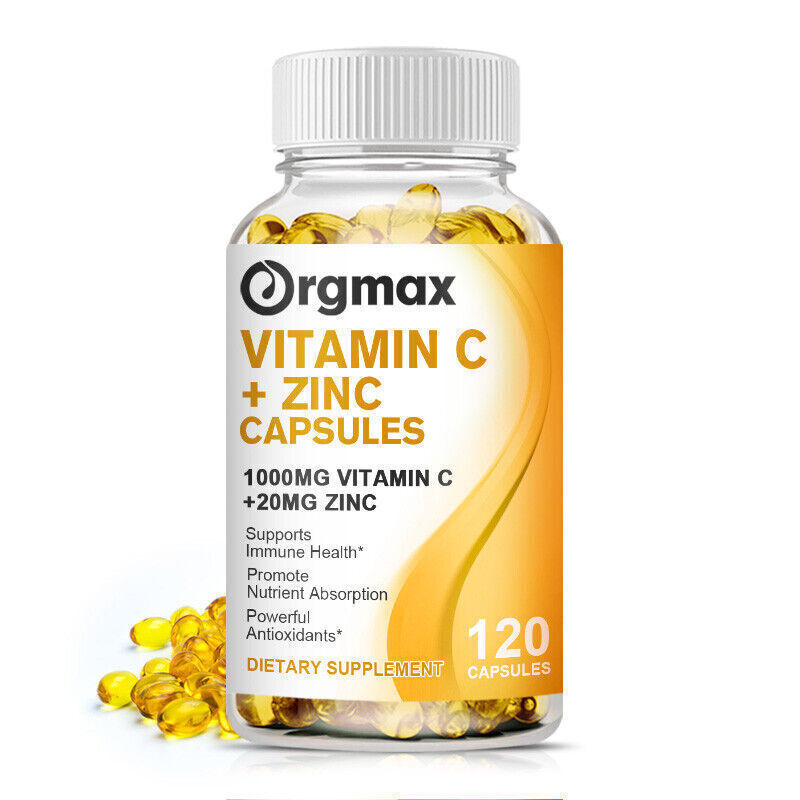 Vit C 360mg & Zinc 25mg Capsules 120ct – Immune Support & Antioxidant