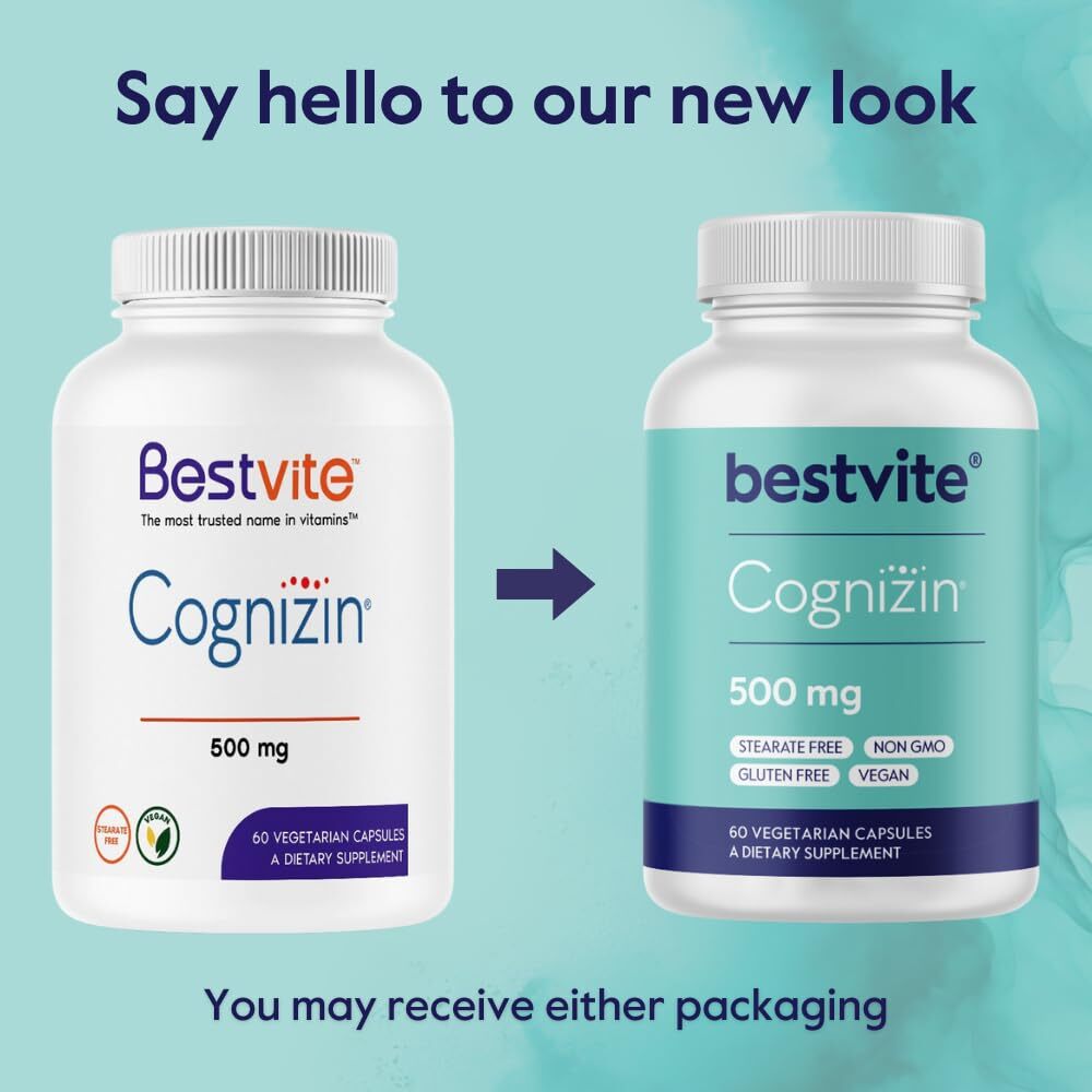 BESTVITE Cognizin 500mg 180 Vegetarian Capsules 60×3 – Clinically Studied Pre…