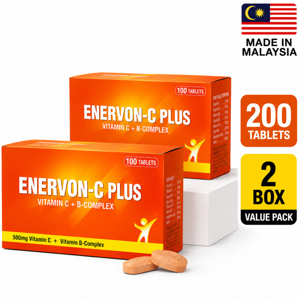 Enervon-C Plus 200 Tablets 2 Boxes Vitamin C B Complex Energy Immune Support