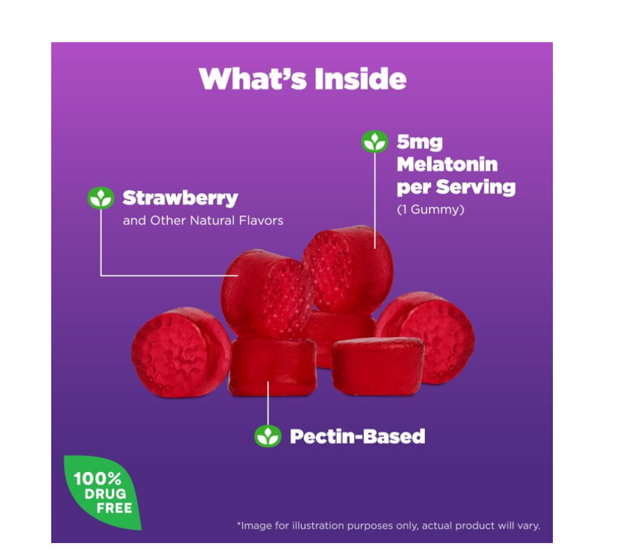 Melatonin -strawberry flavor 5 mg of 90 gummy  EXP：12/2025 or better