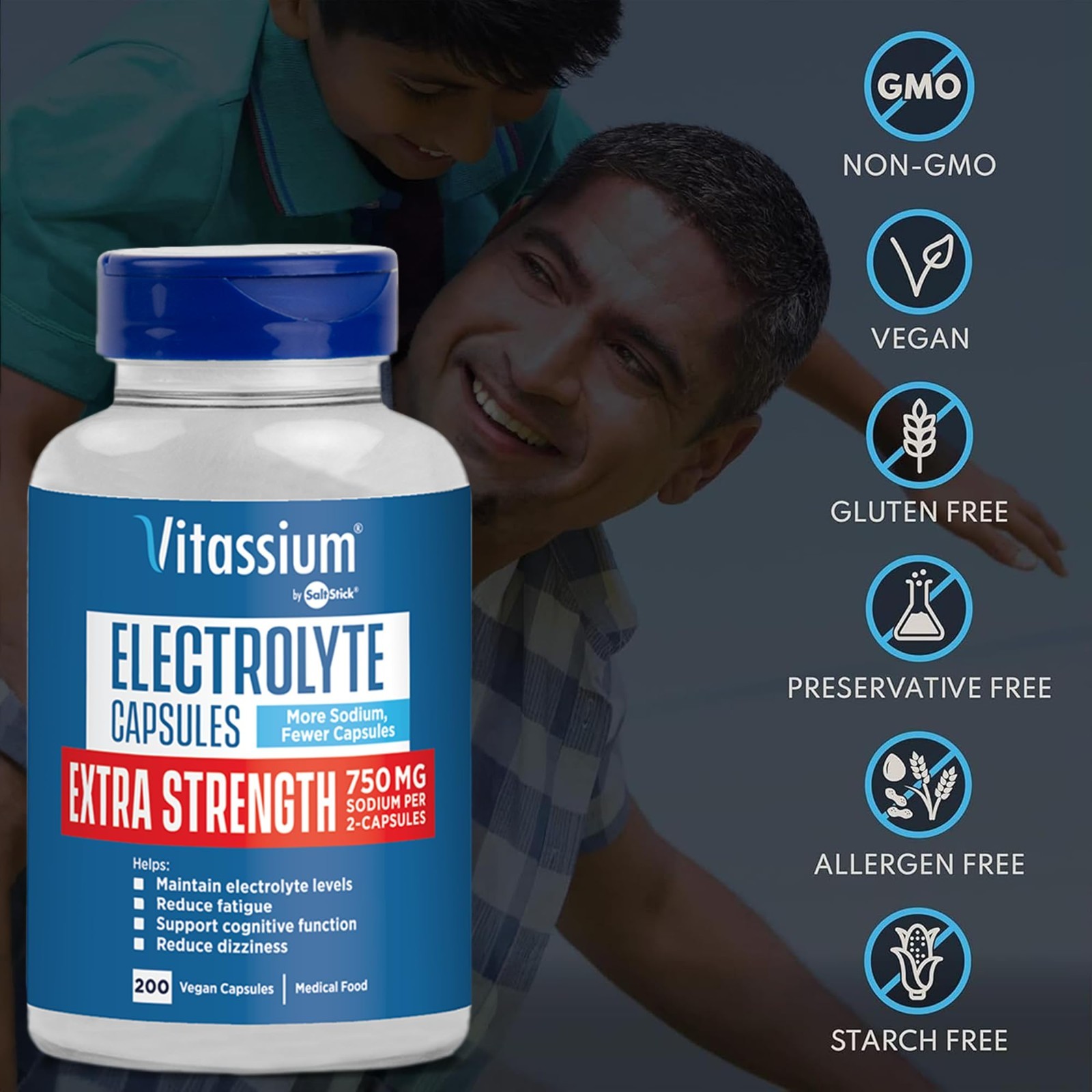 Extra Strength Electrolyte Capsules 750mg Sodium for POTS & High Sodium Diets –