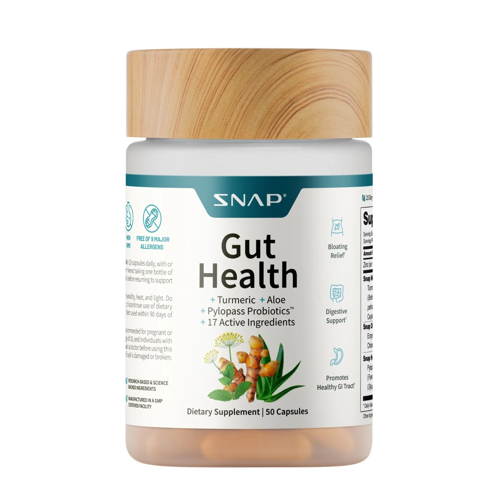 SNAP Gut Health Probiotics Digestive Enzymes Turmeric PYLOPASS H Pylori Suppleme