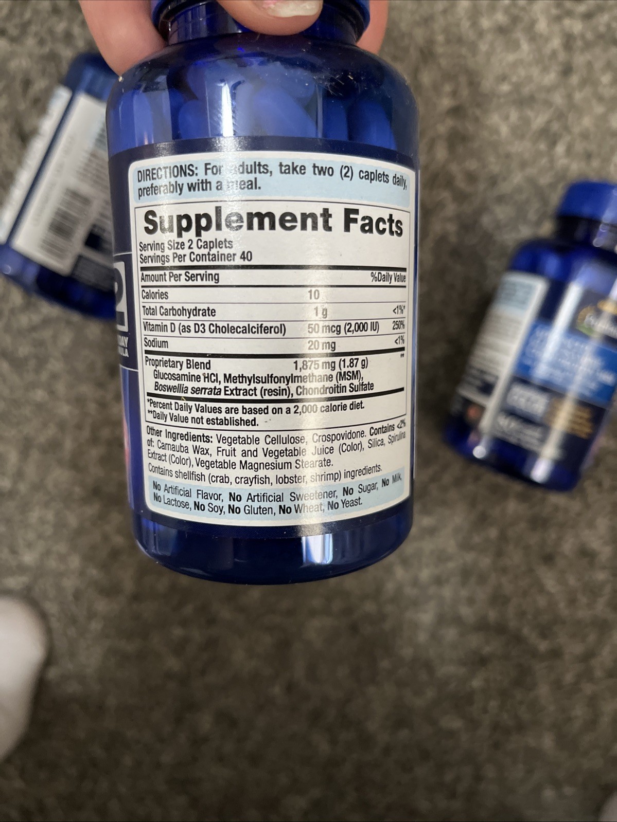 4 Bottle LOT Puritan’s Pride Glucosamine Chondroitin Vitamin D3-160 -320 Caplets