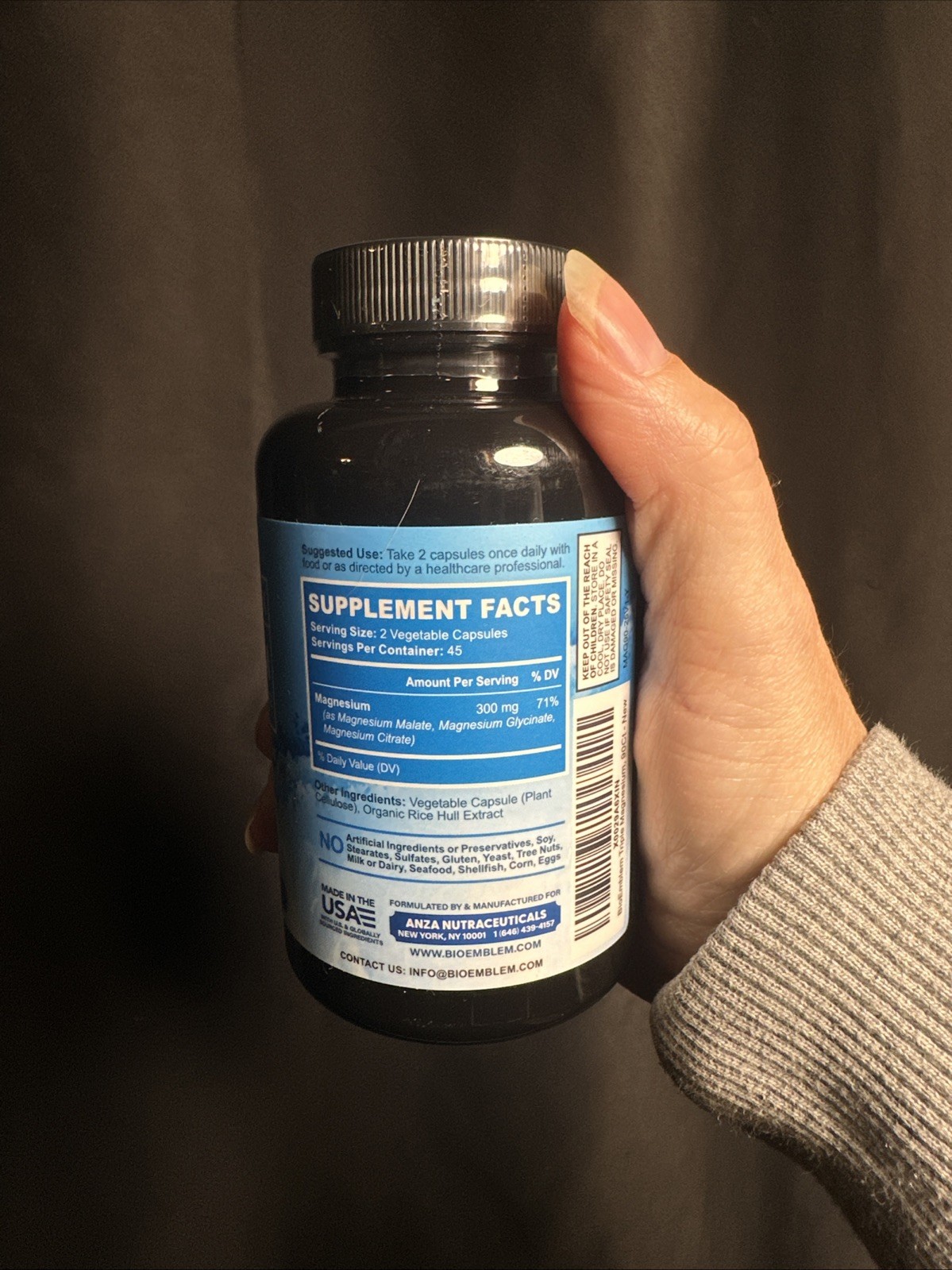 Triple Magnesium Complex | 300mg Magnesium Glycinate, Malate & Citrate Exp 3/27