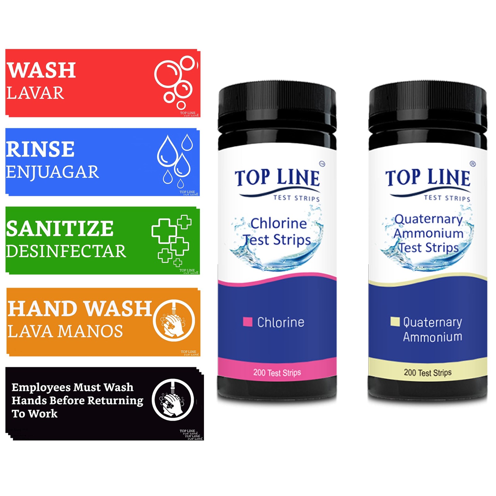 Wash Rinse Sanitize Sink Labels Signs and Hand (12 2.5 x 7.25 inch