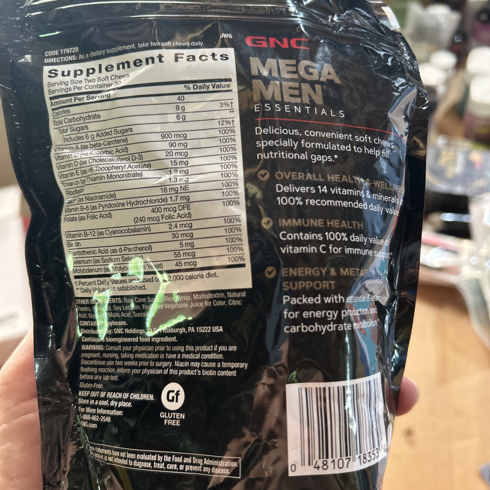 GNC Mega Men Soft Chew Multivitamin | Energy & Metabolism Support | Gluten Free