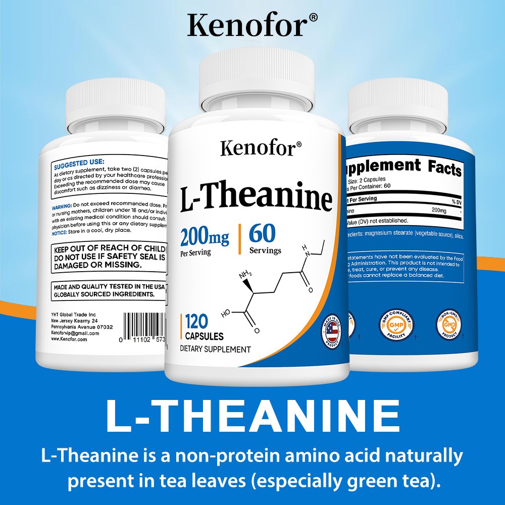 L-Theanine Promote Relaxation Support Stress Supplement Mind Health 120 Capsules