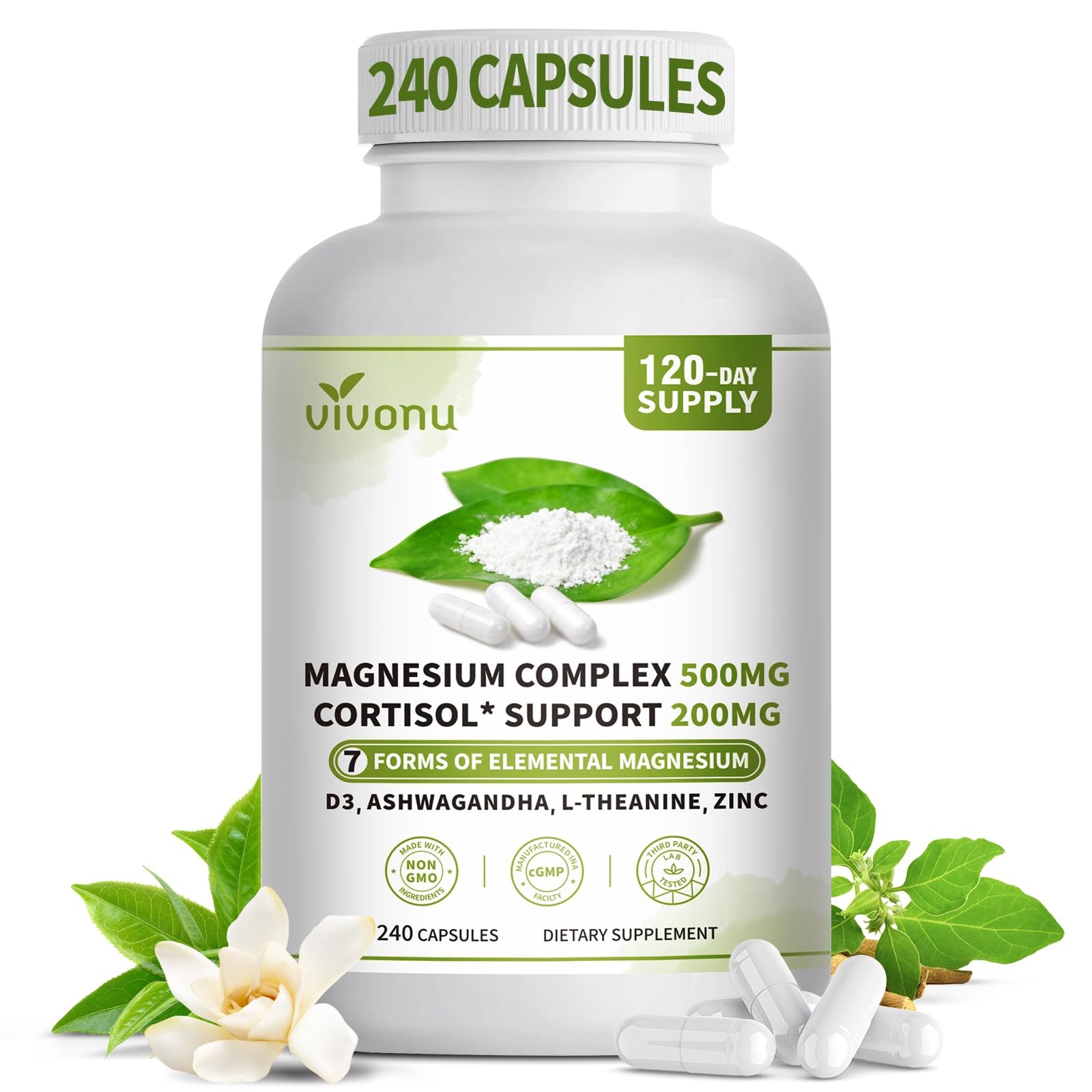 VivoNu Magnesium Complex for 240 Count (Pack of 1), 240 Capsules / 1 Bottle
