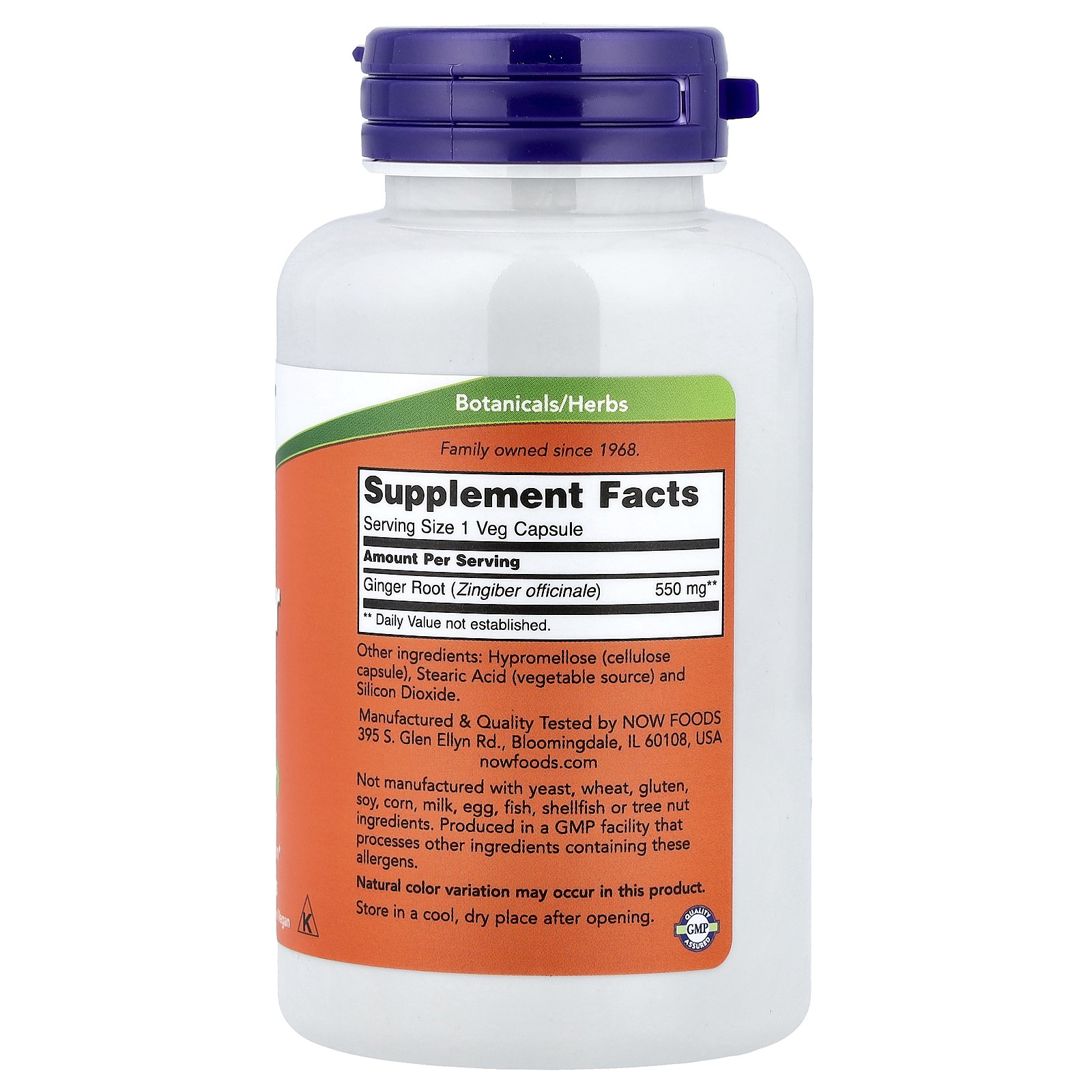 Ginger Root, 550 mg, 100 Veg Capsules