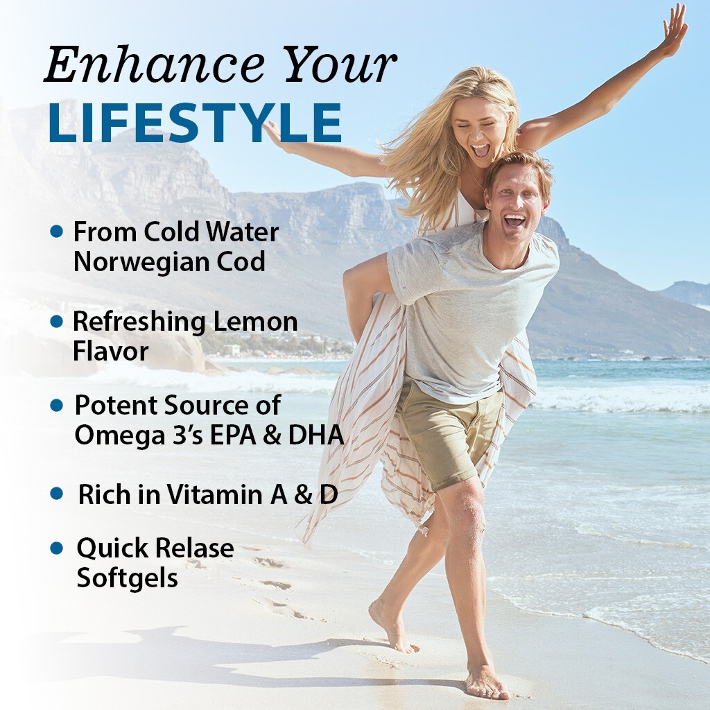 3 Pack – Vitamatic Norwegian Cod Liver Oil 1250mg 360 Softgels (Lemon Flavor)