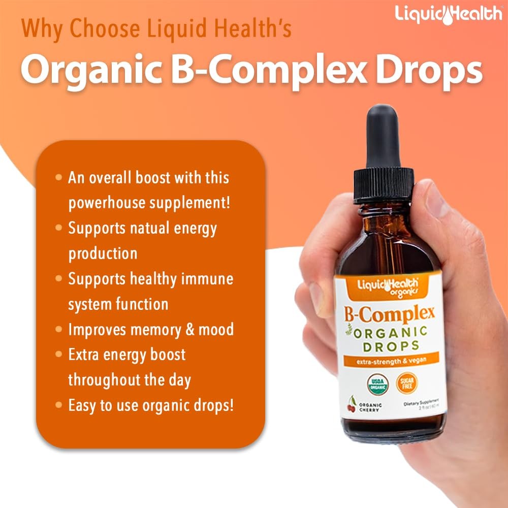 LIQUIDHEALTH USDA Organic Vitamin B Complex Drops for Men 2 Fl Oz (Pack of 1)