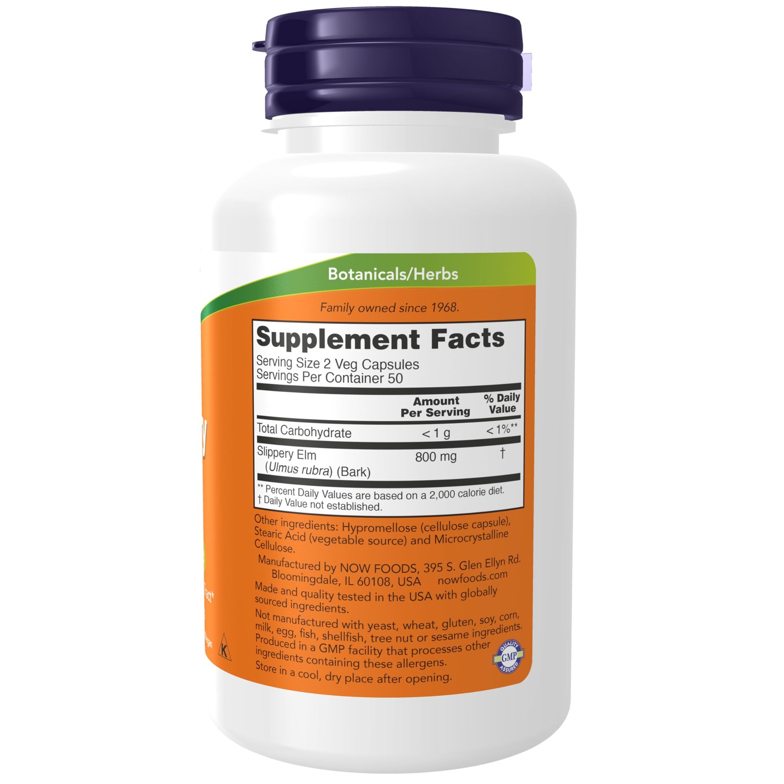 Slippery Elm Herbal Supplement 100 Count For Gastrointestinal Support