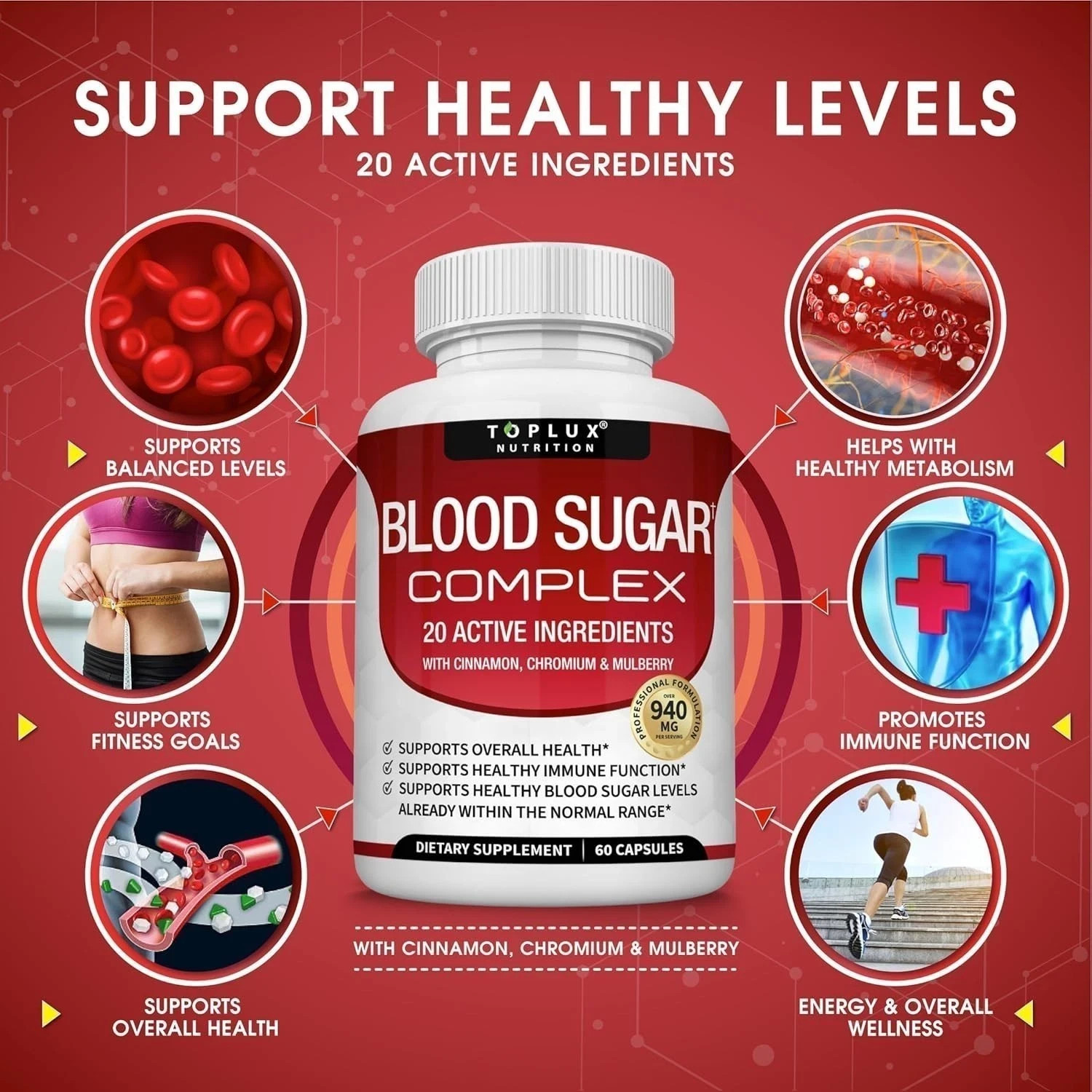 Blood Sugar Complex w/ Cinnamon, Chromium & Mulberry 60 Capsules