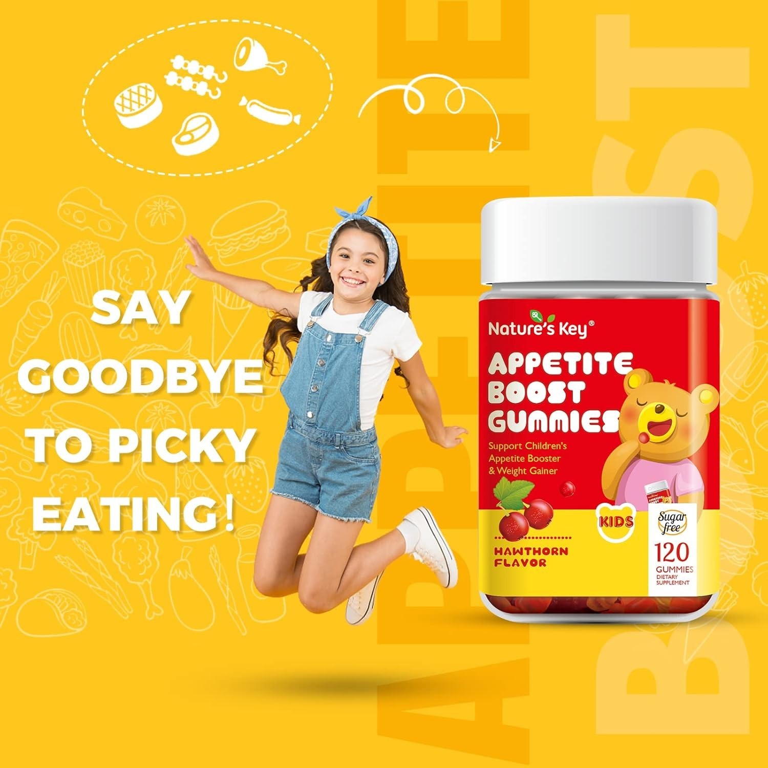 Appetite Booster Gummies for Kids 2 Packs Appetite Stimulant Hawthorn Flavor