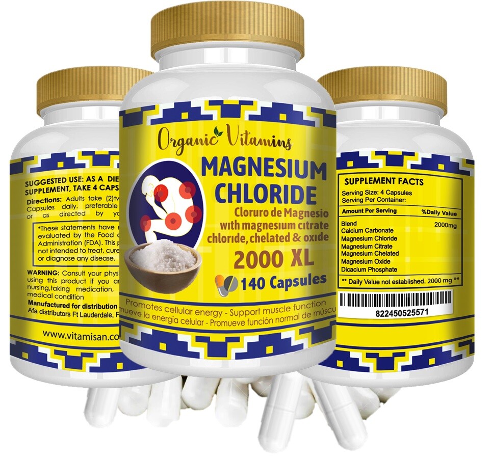 Magnesium Chloride (Cloruro de Magnesio) High absorption 2,000 mg 140 caps