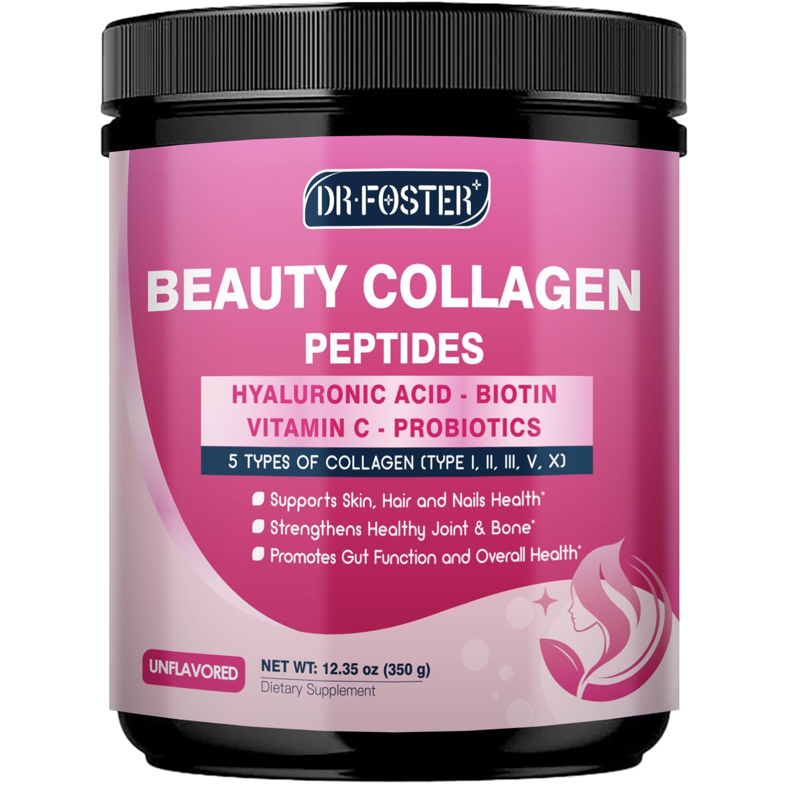 DRFOSTER Multi Collagen Peptides Powder for Women – 12.35 Ounce (Pack of 1)