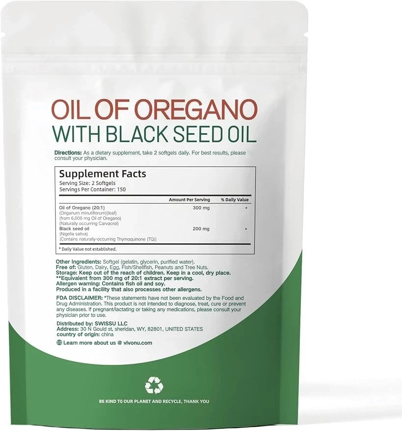 2 Packs Micro Ingredients Oil of Oregano Softgels 6000mg Per Serving, 300 Count