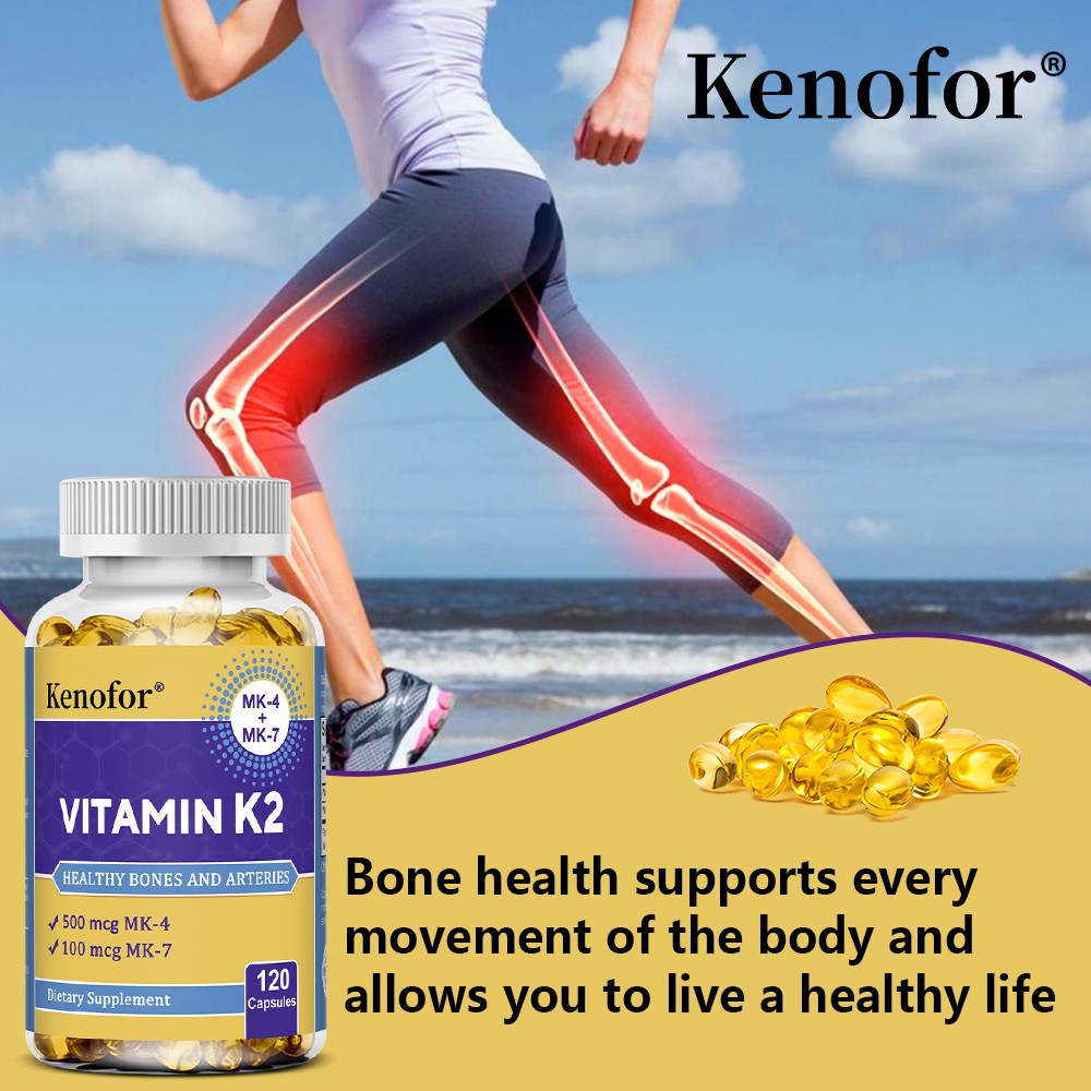 Vitamin K2 (essential MK-4 + MK-7) 30/60/120 Capsules Bones Healthy Support