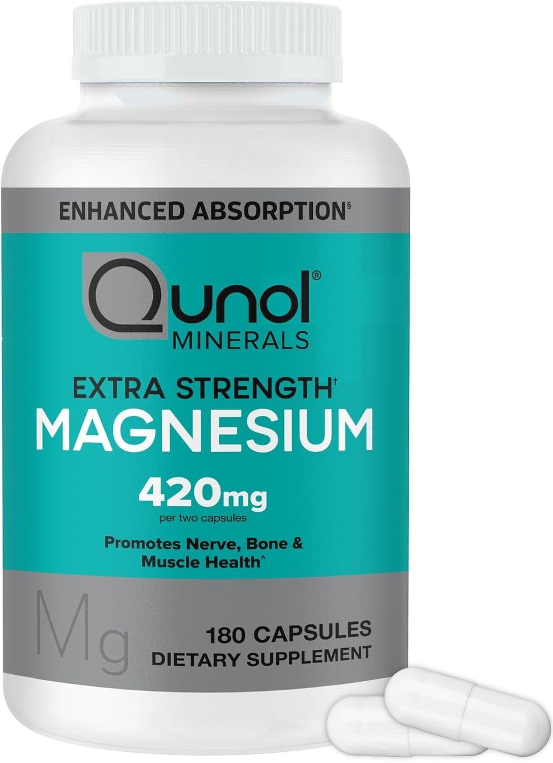 Qunol Magnesium 420mg Capsules – High Absorption, Extra Strength, 180 Count