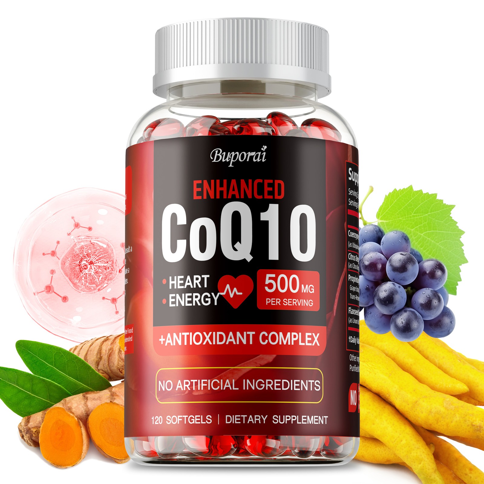 CoQ10 500mg – Antioxidant, Good for Heart Health and Energy Production,Non-GMO