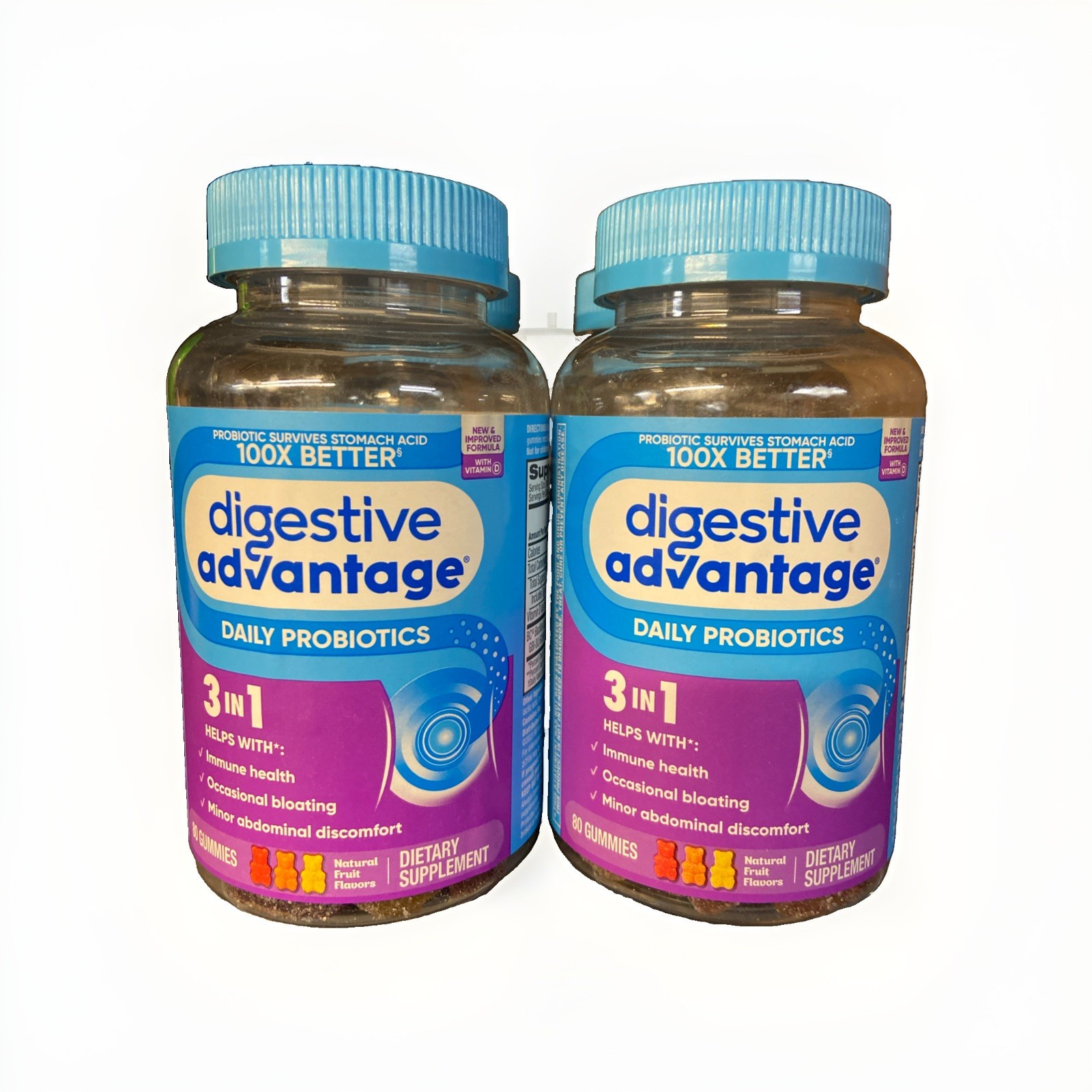(2) Digestive Advantage Probiotic Gummies, 80 Count Exp 08/21/2026+.