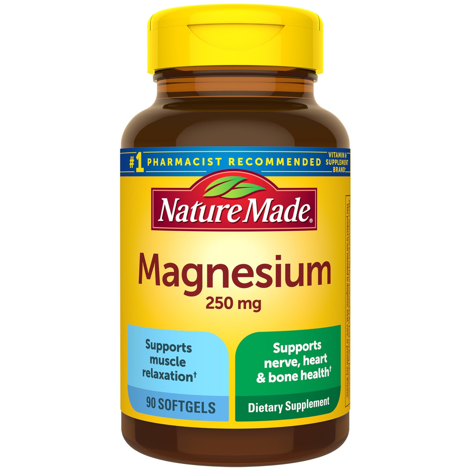 Nature Made Magnesium 250 mg Softgels, 90 90 Count (Pack of 1), No Color