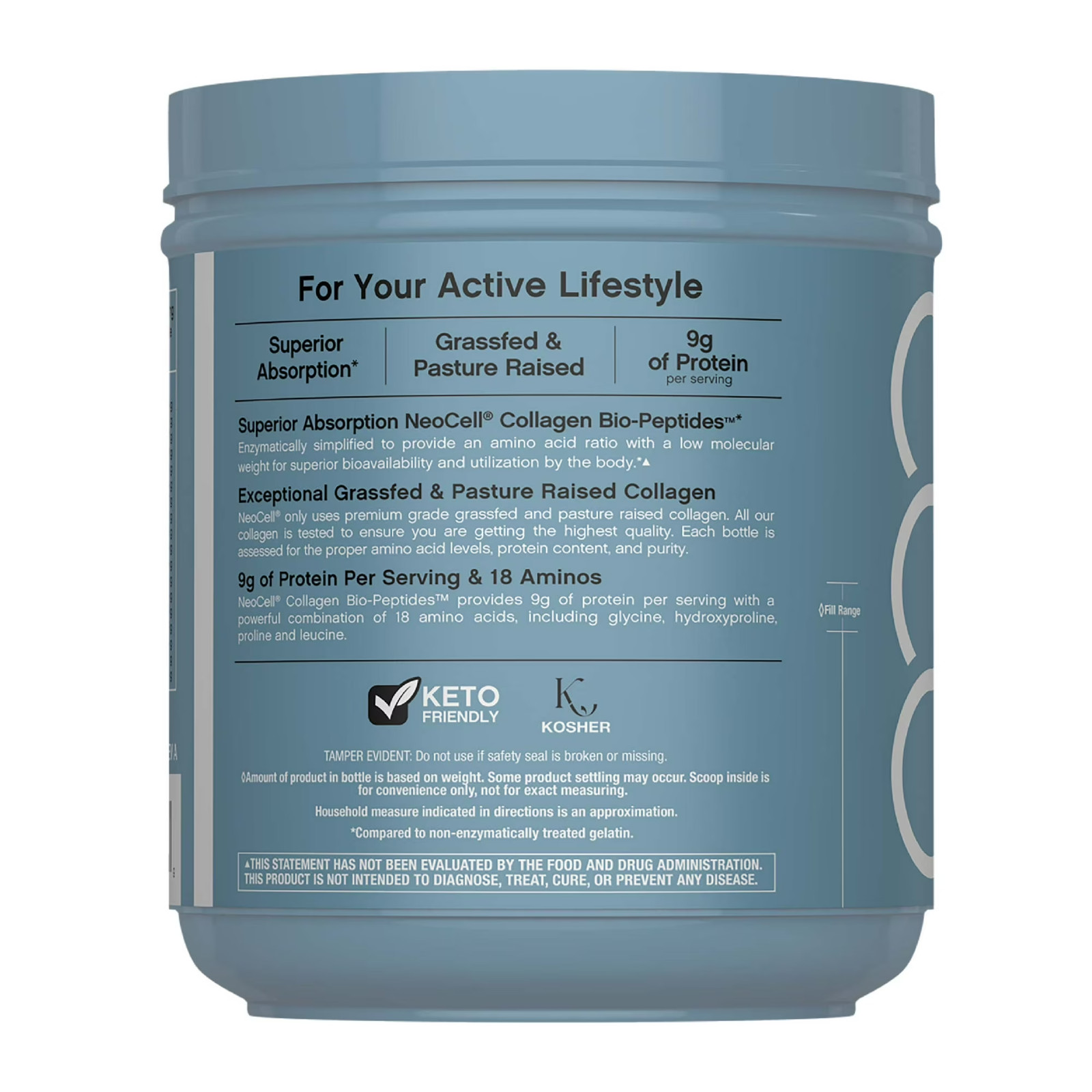 NeoCell Collagen Bio-Peptides Powder 22 oz Grass-Fed Hair Skin Nails Protein