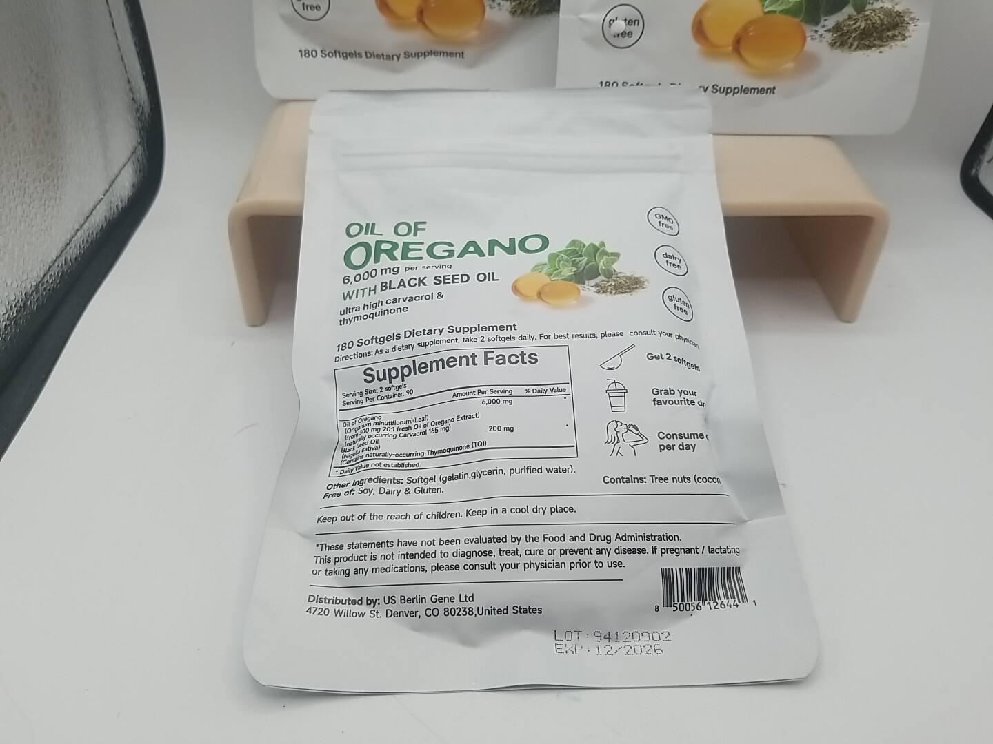 Lot Of 3 Oil of Oregano Softgels,2 in 1 6000mg Black Seed 180 Softgels Ea NEW