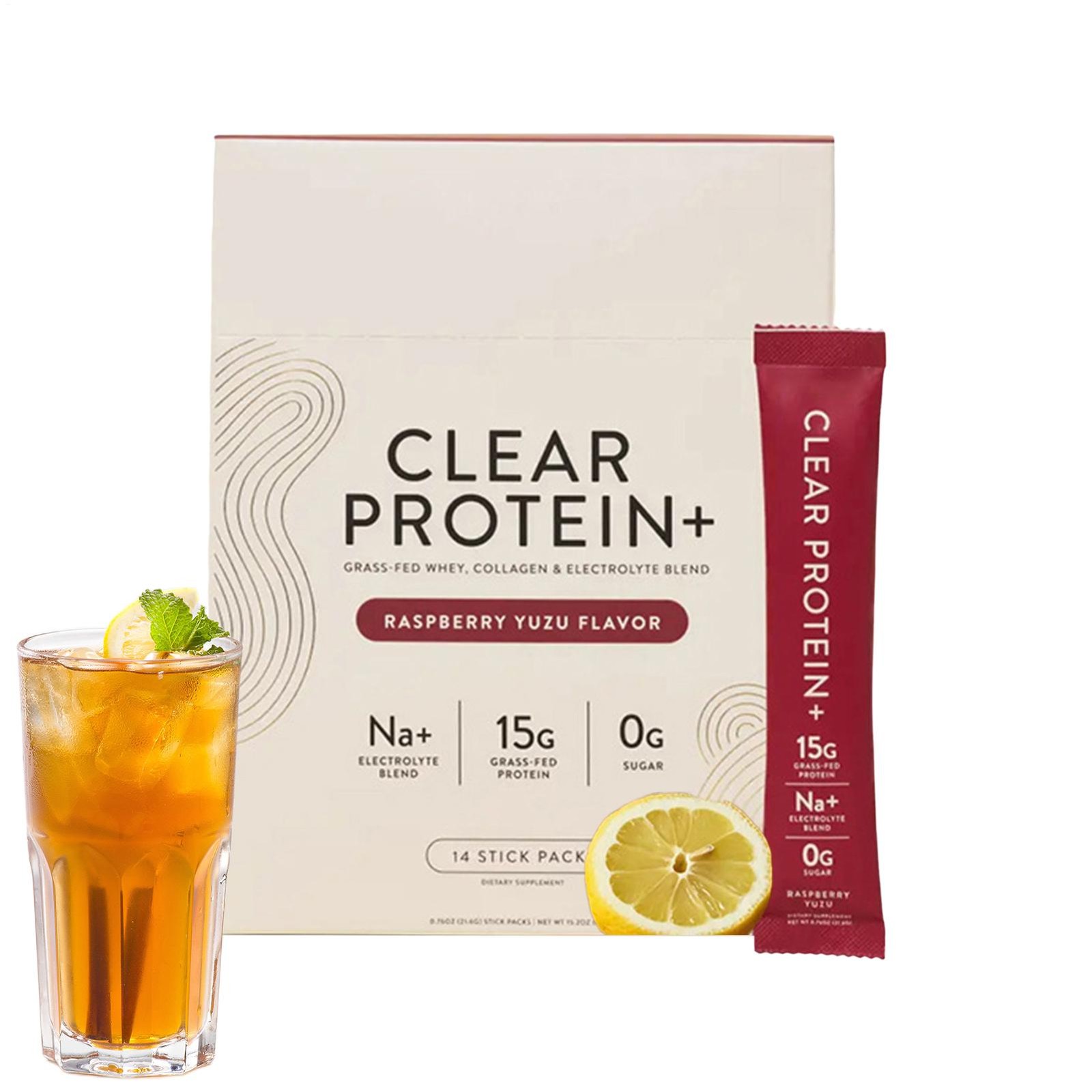 Protein Clear Plus 15g Grass-Fed Raspberry Yuzu 20Ct Zero Sugar 14Pack